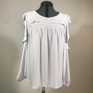 EUC LOFT Gray-Blue Cold Shoulder LongSleeve Blouse